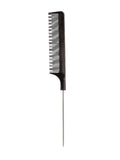 Hair System Carbon Fiber Styling Comb with Metal Pin Tail