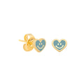 Navarro Children's Medical Earrings with Green Smile Charm, Gold Color