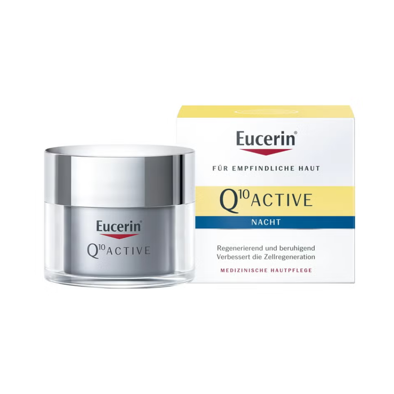 Eucerin Q10 Active Night Cream with Vitamin E for Sensitive Skin, 50ml