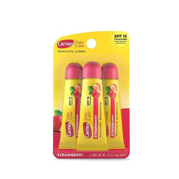 Carmex Lip Balm Strawberry SPF 15 Moisturising 3x10g