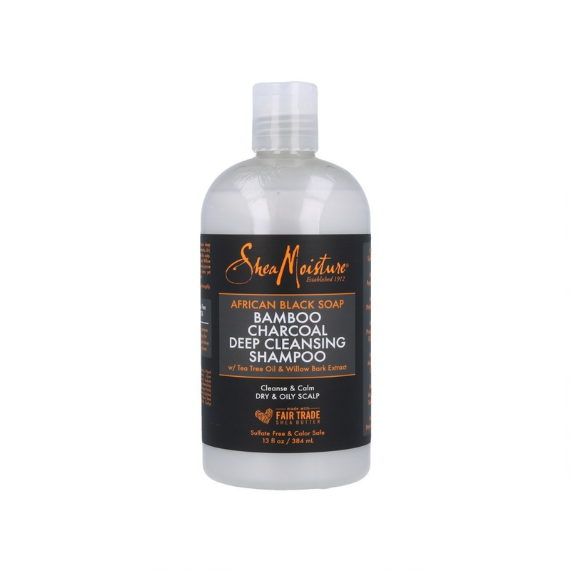 Shea Moisture African Black Soap Bamboo Charcoal Shampoo, Deep Cleansing, 384ml
