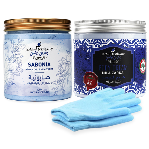 Argan Oil Hand Care Set - Indigo Powder, Moisturizing, Brightening - 3 Pieces