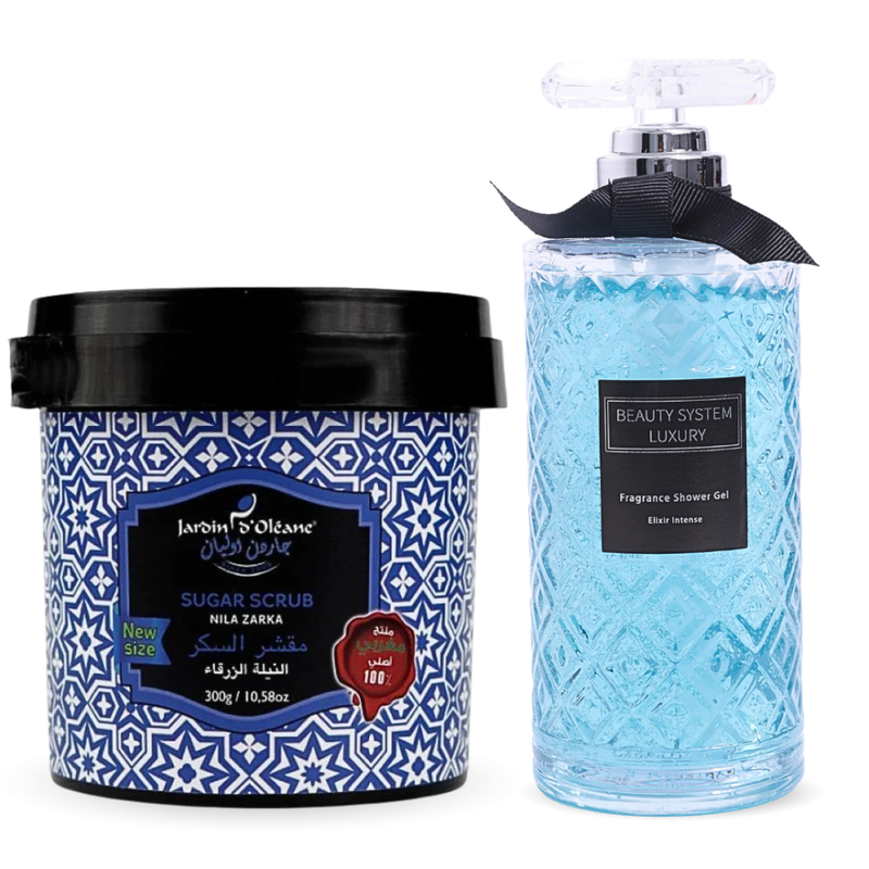 Jardin d'Élane Beauty Bundle: Indigo Scrub + Shower Gel, 300g + 500ml