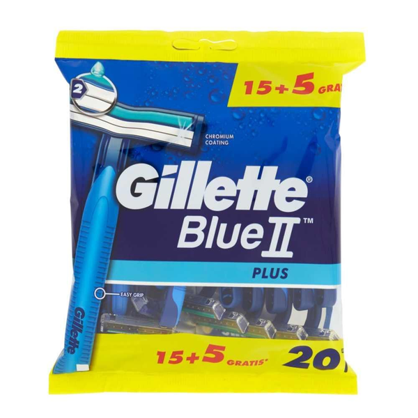 Gillette Disposable Razors Blue 2 Plus 15+5 Pcs