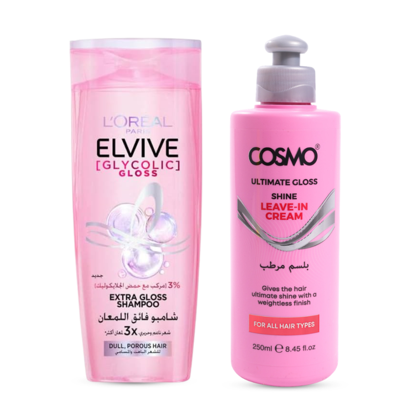 0 Glass Shine Hair Collection Shampoo & Leave-In Conditioner - Sulfate-Free, Glycolic Acid
