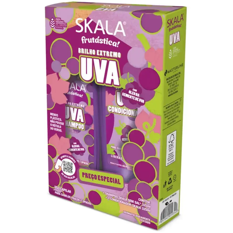 Shampoo Conditioner Set Grape Refreshing Protective Skala Frutastica 325ml