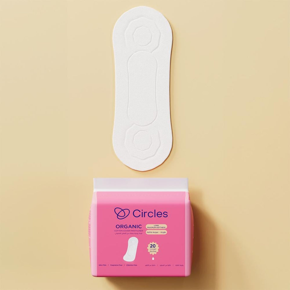 Circles Organic Cotton Ultra Soft Long Sanitary Pads for Sensitive Skin 20 pads
