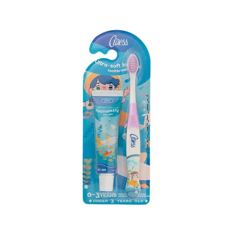 Kids Toothpaste and Brush Set Fluoride-Free Craess 0-3 Years