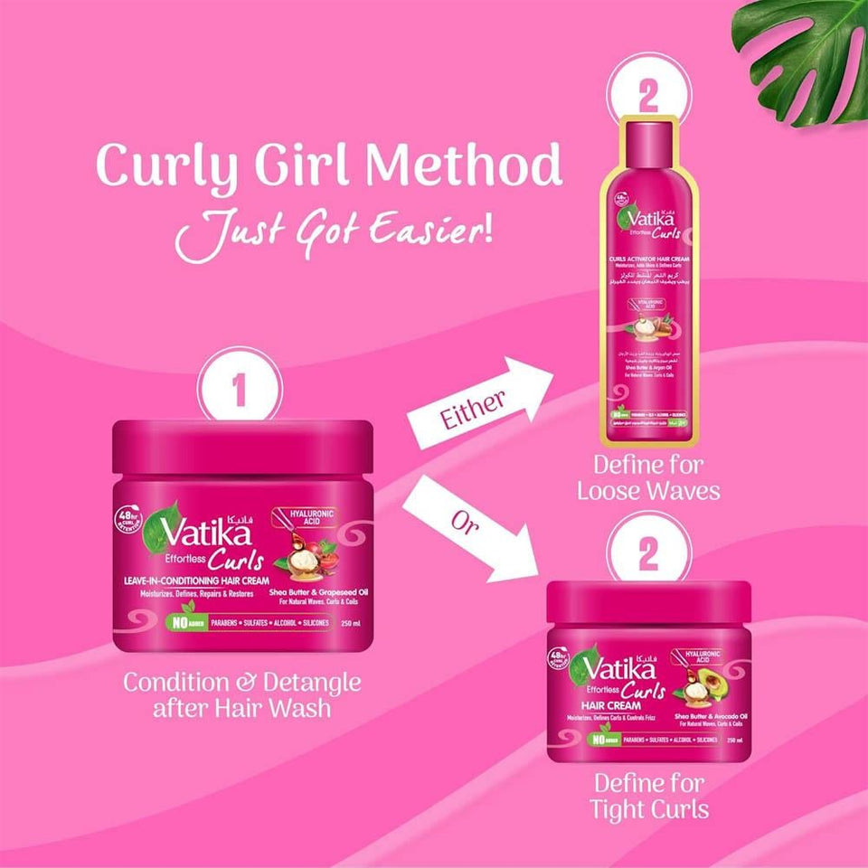 Vatika Curl Energizing Hair Cream for Curly & Wavy Hair with Hyaluronic Acid 330ml