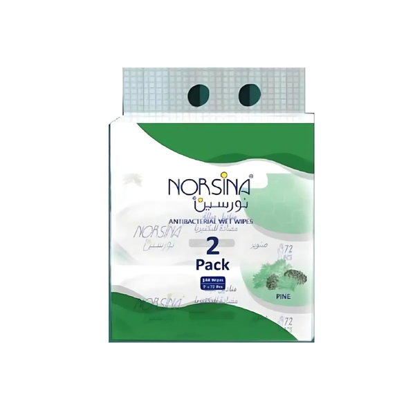 Norsina Antibacterial Wipes, Pine Extract, 72 Count, 2 Pack