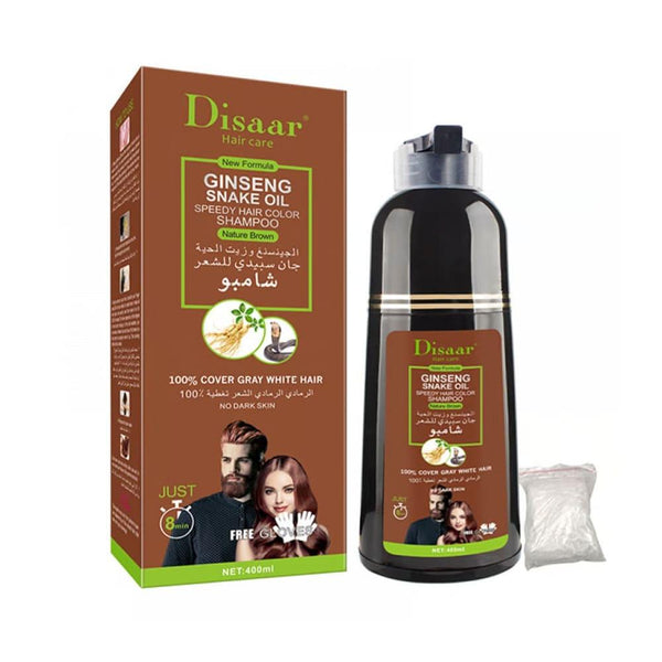 Hair Dye Shampoo Natural Brown Ginseng & Snake Oil Disaar 400ml