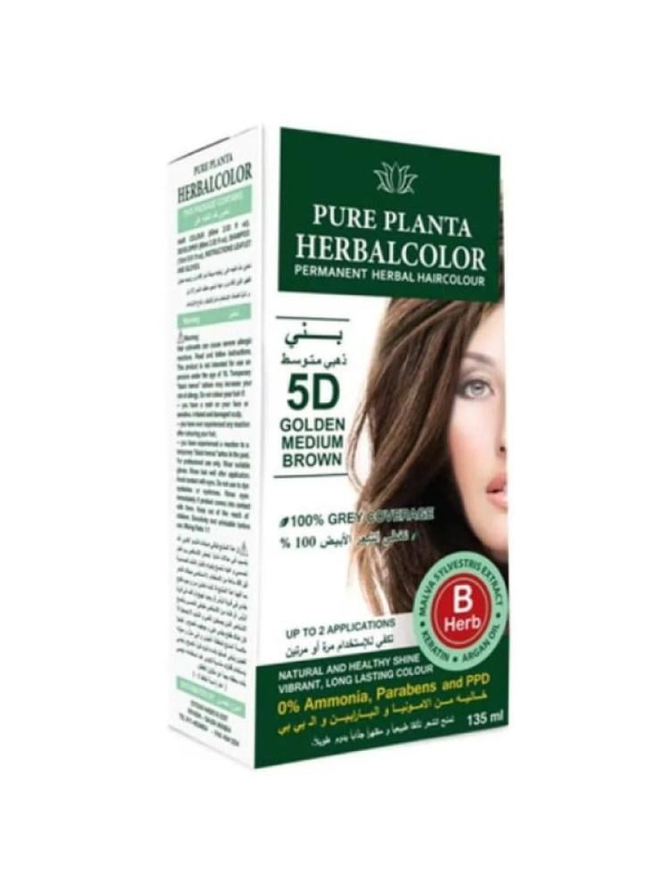 Pure Planta Hair Dye D5 Medium Golden Brown Ammonia-Free 135 ml