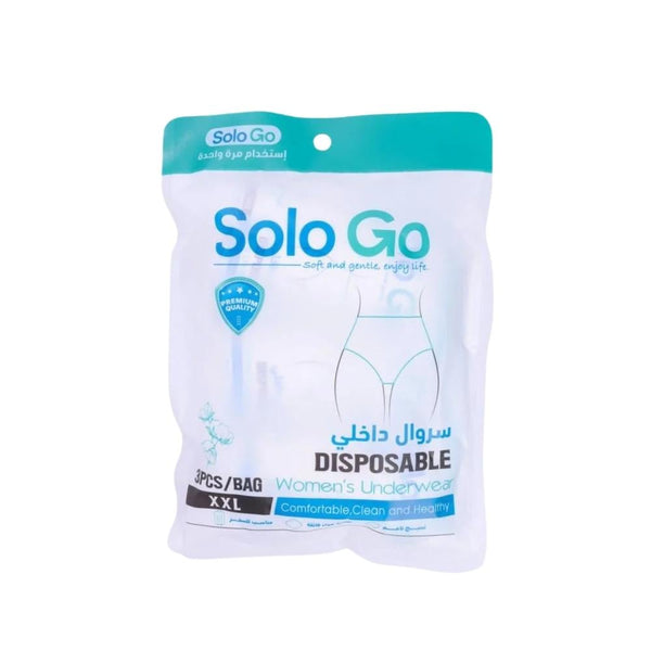 Solo Go Women's Disposable Briefs, Lightweight Material, Size XXL, 3 Pack