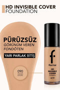 Flormar HD Foundation Full Coverage SPF 30 090 Gldn Ntrl 30ml
