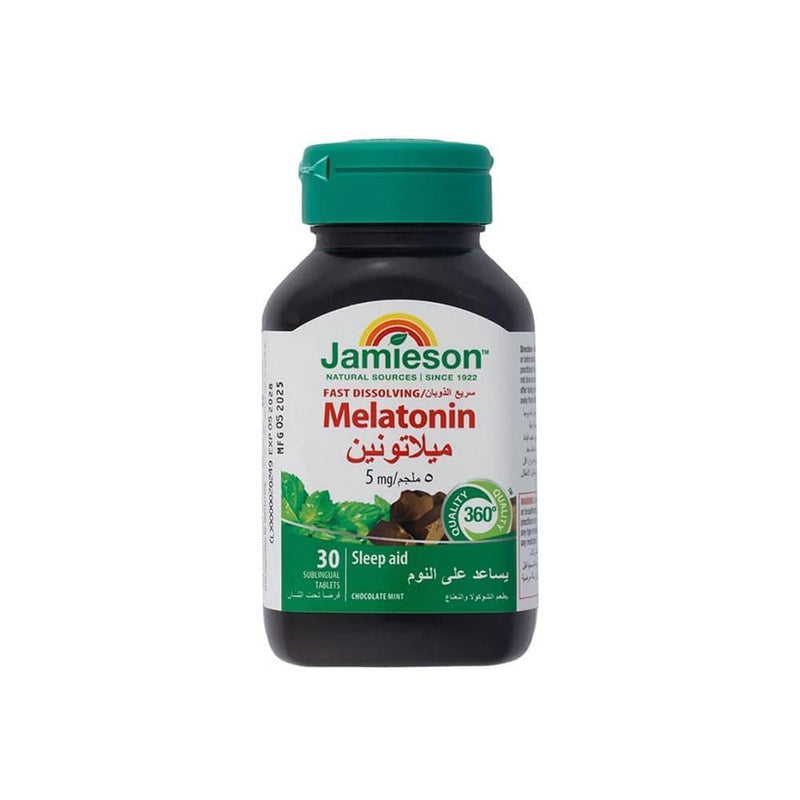 Melatonin 5mg Tablets Fast Dissolving Chocolate Mint Jamieson 30 Sublingual