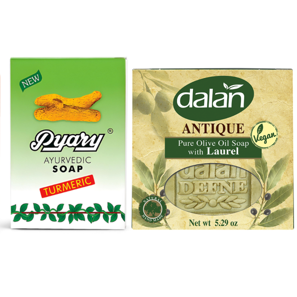 Piari Turmeric Soap & Dalan Olive Oil Soap Set - Skin Brightening & Moisturizing