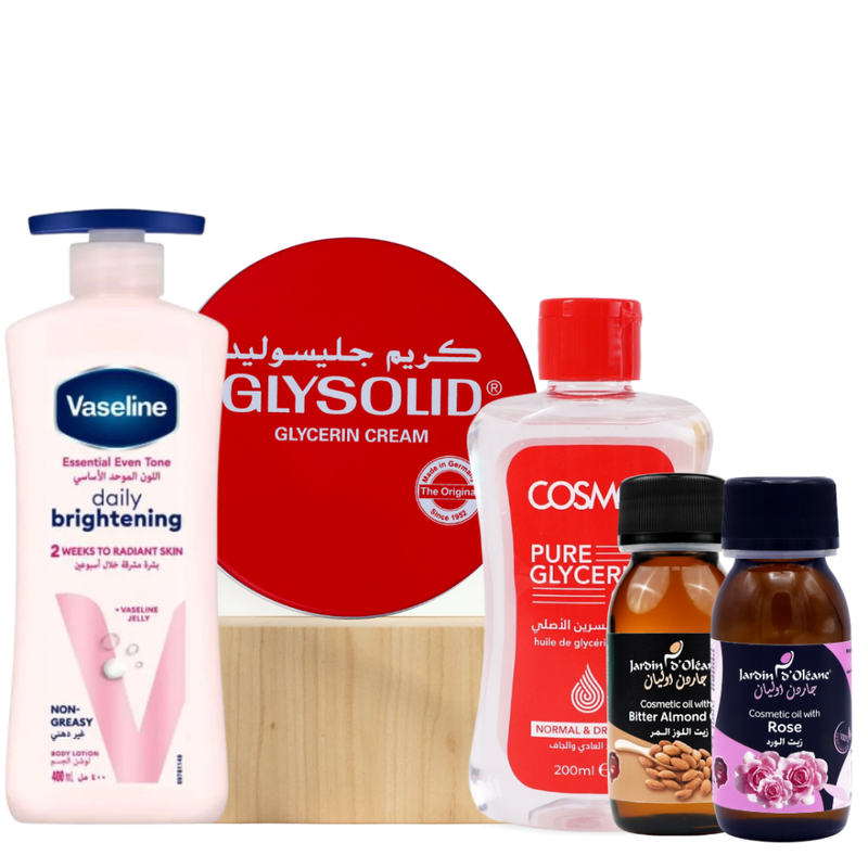 Glysolid Moisturizing Body Blend Set - Glycerin, Vitamin B3, Almond Oil - 5 Pieces