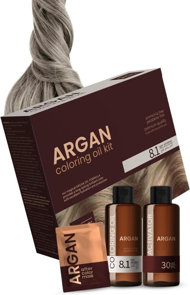 Light Brown Hair Dye Oil Kit Ash Blond 8.1 Argan Infused 75ml