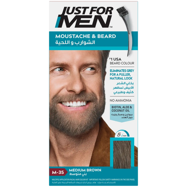 Brown Beard Dye Medium Brown Facial Hair Colouring JUST FOR MEN