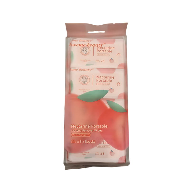 Love Me Beauty Peach Makeup Remover Wipes 8 Count Facial Cleansing