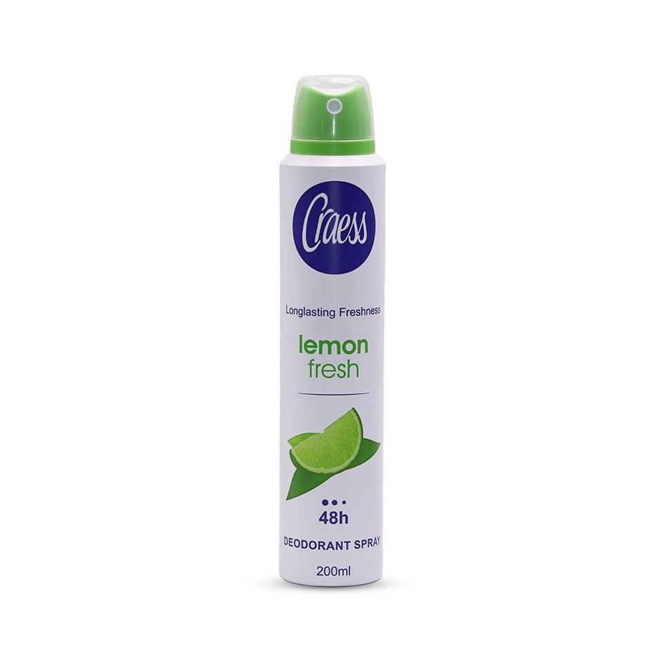 Craess Fresh Lemon Deodorant Spray 48 Hour Protection 200ml