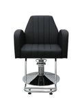 Salon System Hair Styling Chair Black Faux Leather Chrome Base