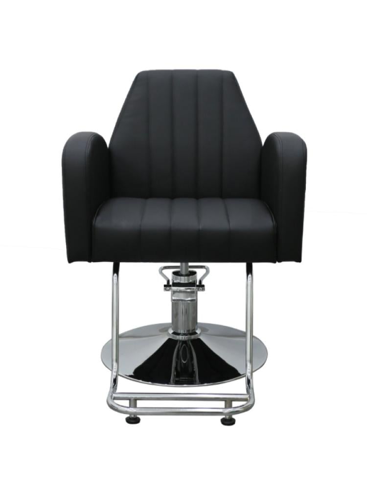 Salon System Hair Styling Chair Black Faux Leather Chrome Base