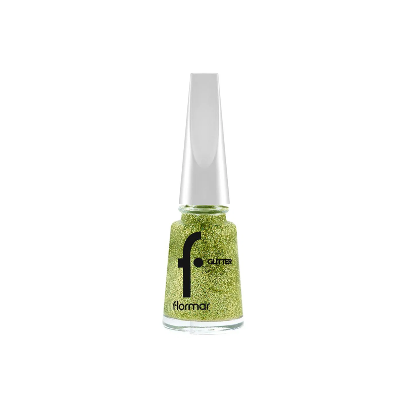 Flormar Glitter Nail Polish GL04 Gold Rush, Rose Silver Base