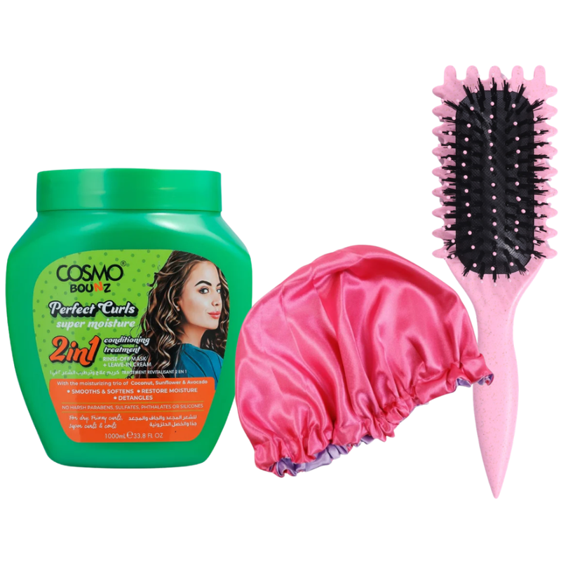 Cosmo Bounce Curly Hair Care Set - Coconut Oil - 3 Pieces