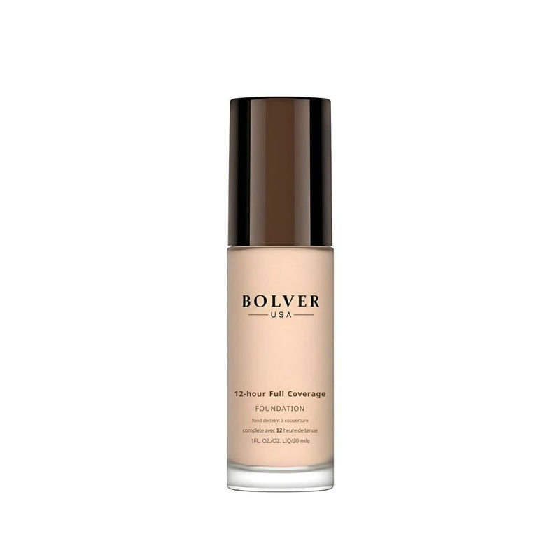 Bolver Full Coverage Liquid Foundation, F02 Nude Beige, 12-Hour Wear