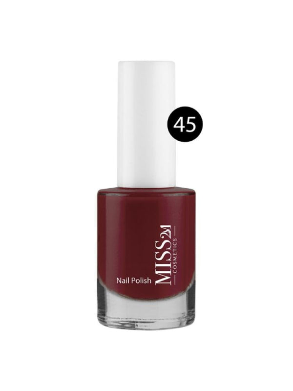 Miss 2M Nail Polish Shade 45 - Rich Color, High Gloss Finish, 12ml