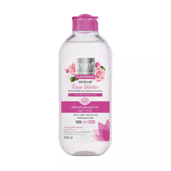 Pure Beauty Micellar Cleansing Water, Rose Water, Makeup Remover, 250ml
