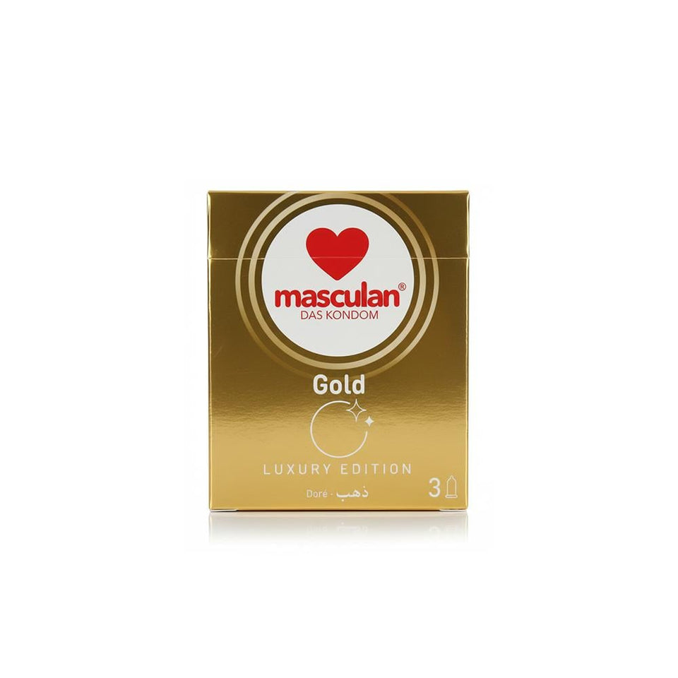 Masculan Gold Luxury Condoms for Enhanced Pleasure & Protection 3 count
