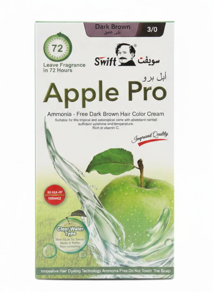 Hair Color Cream Ammonia Free Grey Coverage Dark Brown Swift Apple Pro 100ml