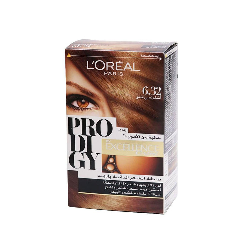 Permanent Hair Dye Best Bright Color L'Oreal Paris Prodigy Dark Golden Blonde 6.32