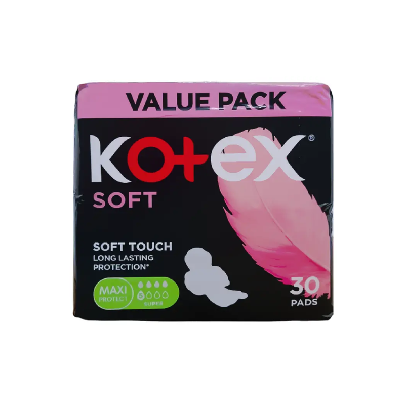 Kotex Soft Maxi Sanitary Pads, Large Long, 30 Count