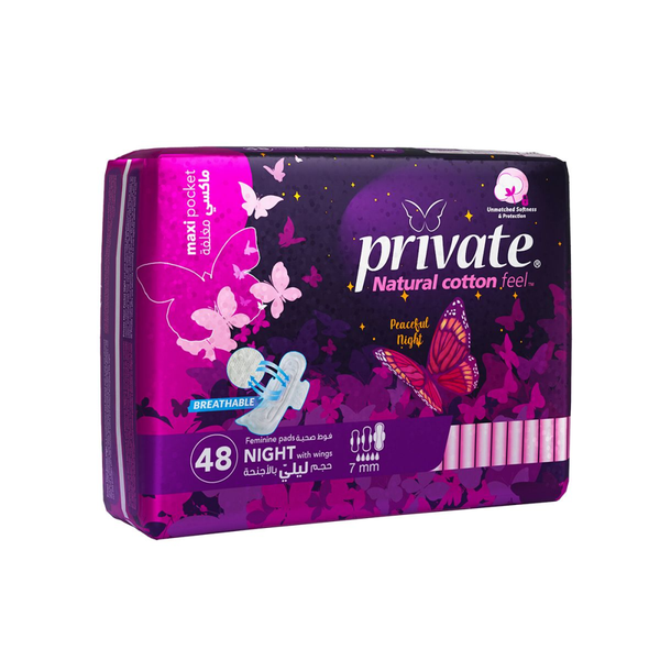 Best Night Sanitary Pads Maxi With Wings Private 48 Pcs