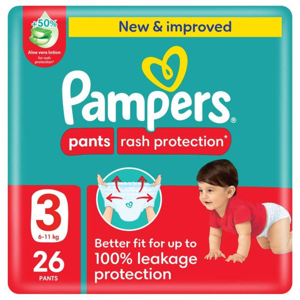 Pampers Pants Size 3 Carry Pack 26 Pants Absorbent Nappy Protection