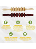 Al Raqi Wooden Handheld Massage Stick with 9 Rings for Muscle Relief