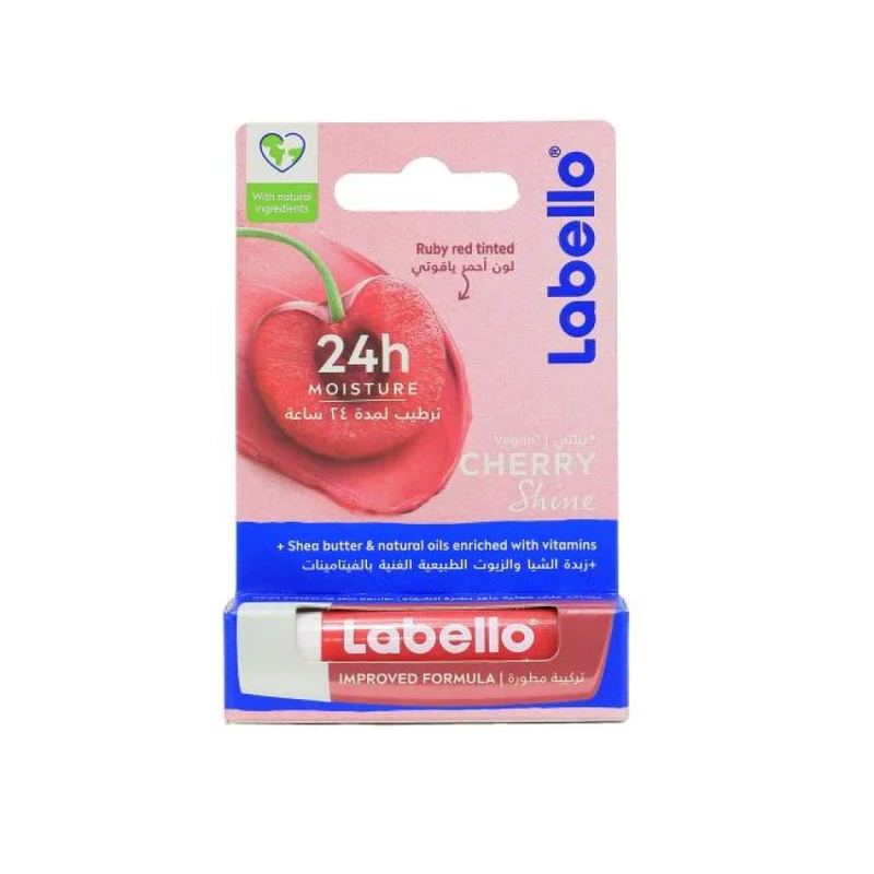 Labello Cherry Gloss Lip Balm, Hydrating, Natural Shine, 4.8g