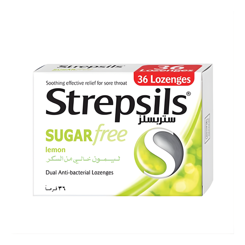 Strepsils Sore Throat Lozenges, Sugar-Free Lemon, 36 Count