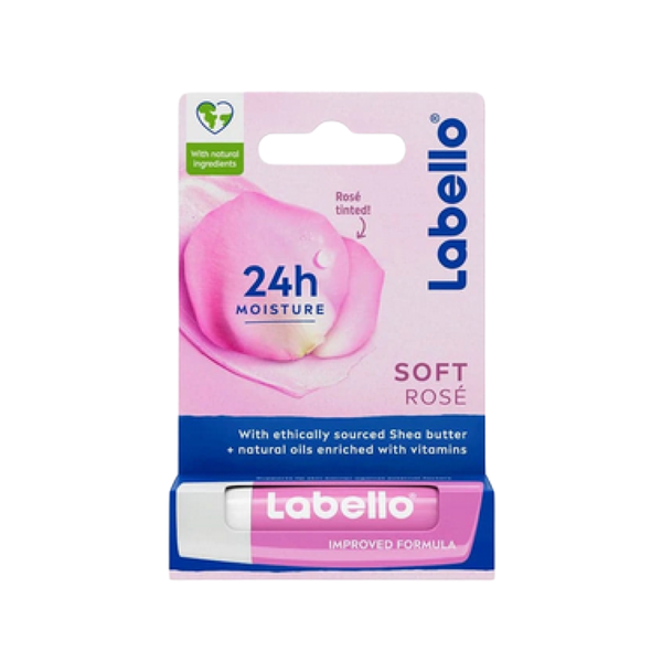Labello Light Pink Lip Balm with 24-Hour Hydration, 4.8g