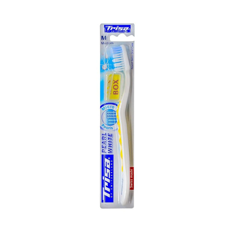 Trisa Pearl White Toothbrush Medium Soft Bristles Stain Removal