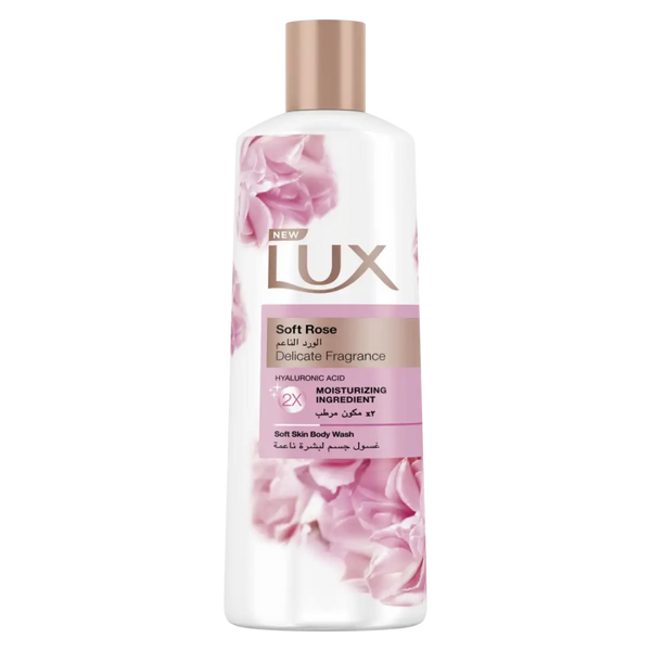 Fragrance Free Body Wash Soft Rose Hydrating Gel Lux 250ml + Loofah