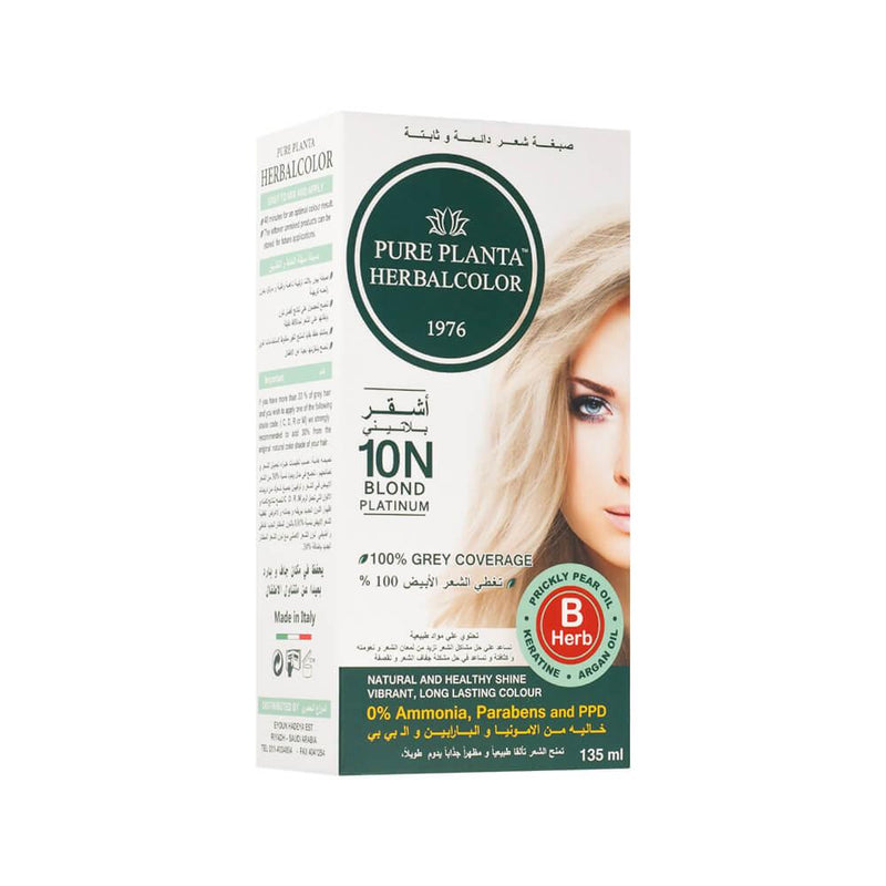 Buy Permanent Hair Dye Platinum Blonde 10N Ammonia-Free Pure Planta 100ml