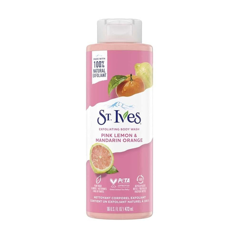 St Ives Exfoliating Body Wash Pink Lemon & Orange Refreshing Scent Gentle Exfoliation 473ml