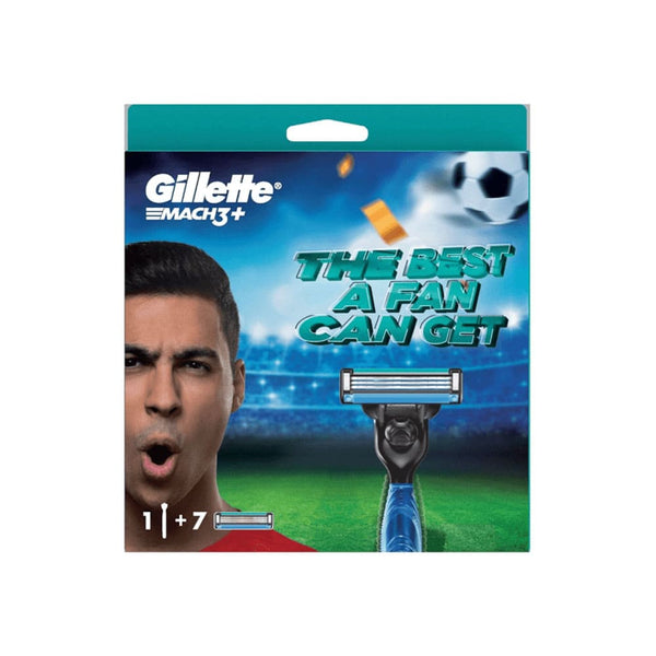 Gillette Mach 3 Plus Razor Ergonomic Handle Lubricating Strip 1 Handle + 7 Blades