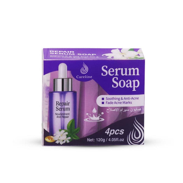 Careline Soothing & Anti-Acne Serum Soap Facial Cleanser, 4 Pieces