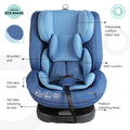 Moon Rover Rotating Child Car Seat with ISOFIX, Adjustable Headrest and Harness Straps, Blue