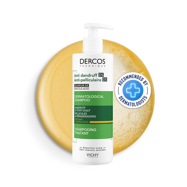 Vichy Dercos Dry Hair Shampoo with Selenium DS and Ceramides, 390 ml
